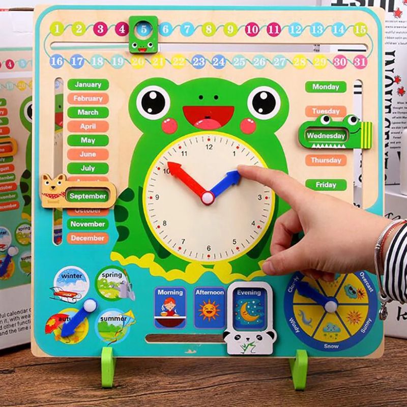 horloge-enfant-grenouille-pédagogique-Montessori-apprentissage-du-temps