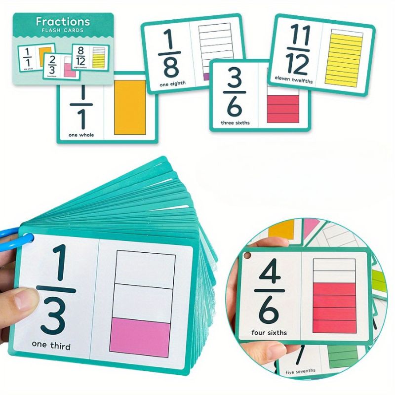apprendre-les-fractions-cartes-éducatives-Montessori-flashcards-colorées-jeu-pédagogique