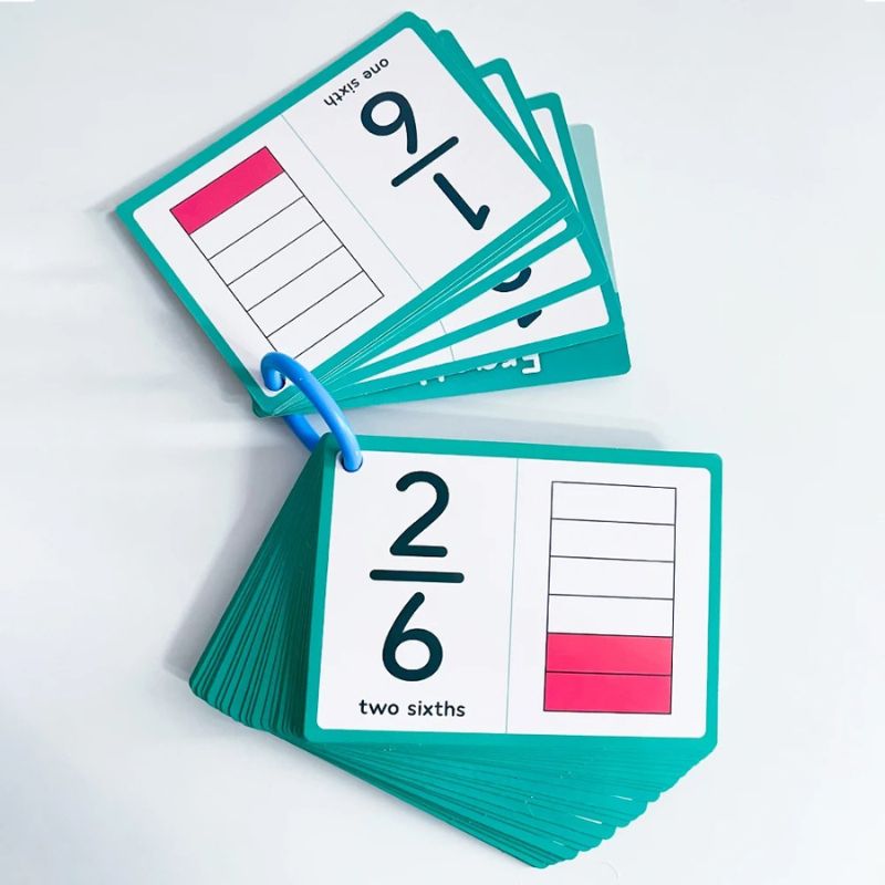 apprendre-les-fractions-cartes-éducatives-Montessori-flashcards-colorées