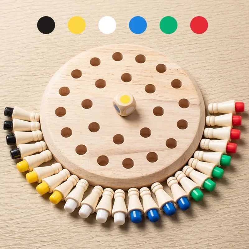 Jeux de société famille - Jeu d’Échecs de Mémoire en Bois - BABYSBLOU
