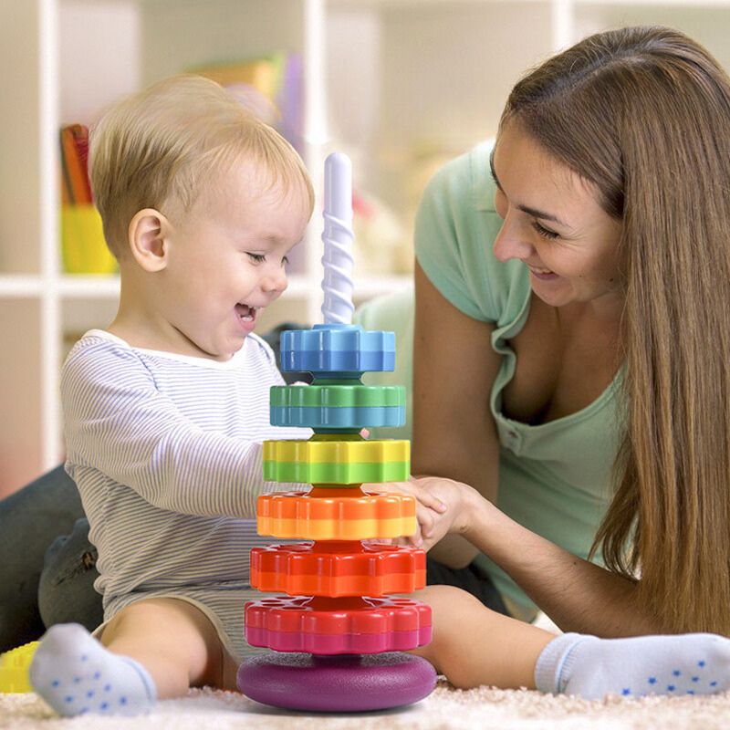 Jouet d'éveil Montessori - Tour à empiler colorée - BABYSBLOU