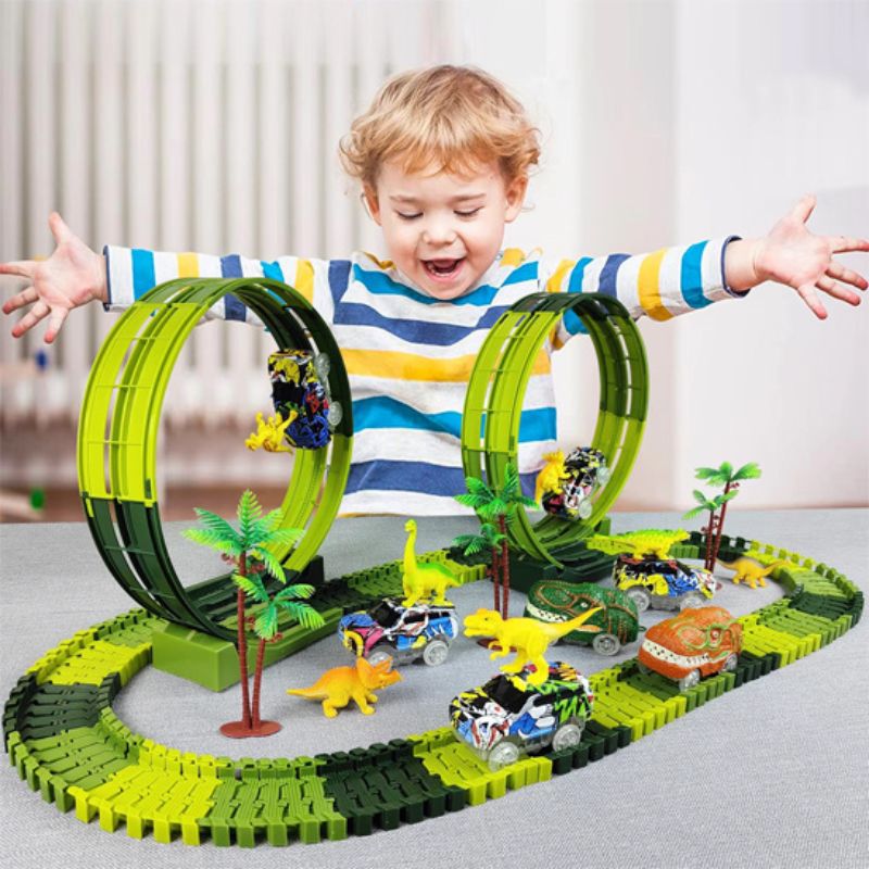 Circuit-voiture-enfant-dinosaure