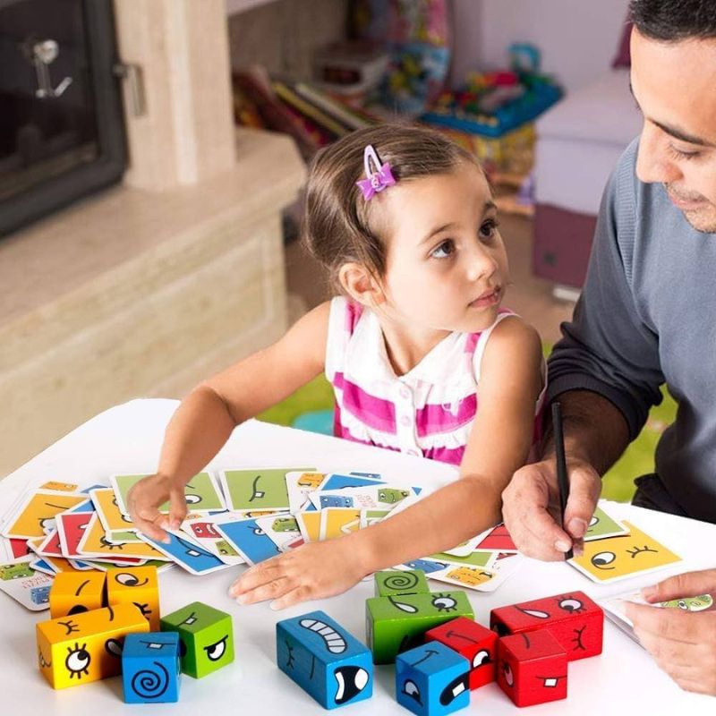 Jeux-de-société-famille-enfant-éducatif-cubes-expressifs-cartes-jeu-de-réflexion-développement-émotions