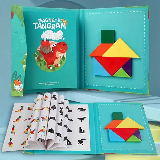 Tangram-Magnétique-jeu-éducatif-pour-enfants-puzzle-logique-avec-pièces-colorées-et-livret-d'activités-développement-de-l'imagination