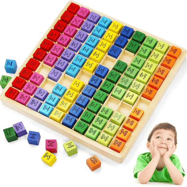 Jeu éducatif En Bois : Tableau De Multiplication Montessori - 25.5x23.5 Cm - Pour Enfants à Partir De 3 Ans