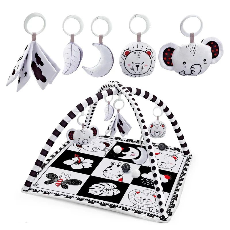 Tapis-d-éveil-noir-et-blanc-pour-bébé-développement-sensoriel-et-moteur-avec-arche-et-jouets-suspendus