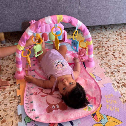 Tapis-d-éveil-musical-rose-pour-bébé-avec-arche-et-jouets-suspendus-développement-sensoriel-et-moteur