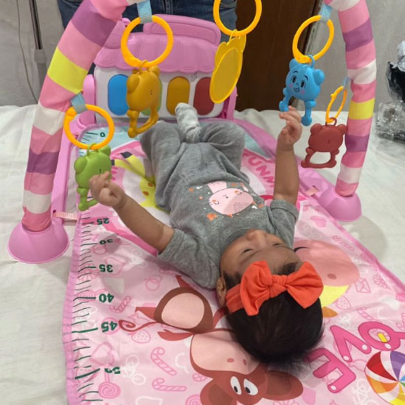 Tapis-d-éveil-musical-rose-pour-bébé-avec-arche-et-jouets-suspendus-développement-sensoriel
